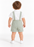 Baby Boy 2 Piece Bow Tie Romper and Suspender Shorts Set