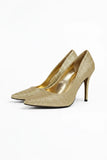 Gold Glitter Stiletto High Heel Court Shoes Pointed Toe 4.5 Inch — BS-12924