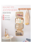 Women's Black Hanging Toiletry Bag | Waterproof Travel Makeup Organiser with Hook & Multiple Compartments