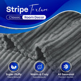 Stripe Fleece Throw Blanket for Sofa & Bed – Soft Warm Lightweight Polyester Blanket
