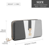 Tri-Colour Long Wallet for Women | PU Leather Clutch Purse with Bow and Zip | Lailas Clothing UK