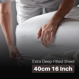 Extra Deep Fitted Sheet 40cm 16 Inch – Soft Brushed Microfibre Fitted Bed Sheet – White