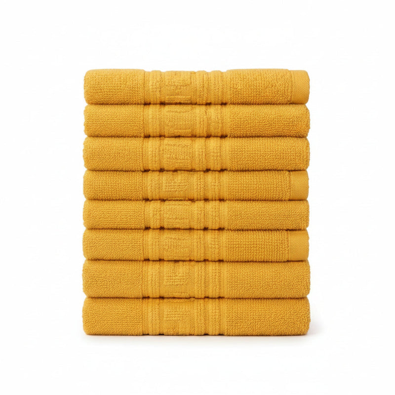 Soft and Premium Egyptian Cotton Towels - 500 GSM Mustard, Set of 8