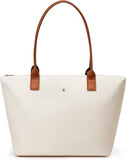 KALIDI Beige Large Nylon Tote Bag for Women with Zip – Waterproof Lightweight Shoulder Handbag