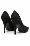 Pointy Toe Court Shoes Black Suede Block Heel Smart Formal Office G-924
