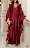 Women's Dark Red Luxury Kaftan Maxi Dress
