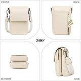 MUIIKOLA Apricot-Z Women’s PU Leather Crossbody Phone Bag with RFID Card Slots and Adjustable Wide Strap
