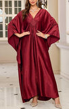 Women's Dark Red Luxury Kaftan Maxi Dress