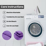 Bedding Set Brushed Microfiber Satin Stripes Easy Care Duvet Cover with Pillowcases - Purple
