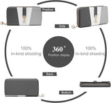 Tri-Colour Long Wallet for Women | PU Leather Clutch Purse with Bow and Zip | Lailas Clothing UK