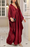 Women's Dark Red Luxury Kaftan Maxi Dress