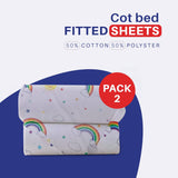 Cot Bed Sheets Super Soft Breathable Polycotton Fitted Sheet - Rainbow