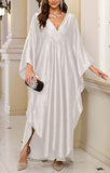 Women's White Luxury Kaftan Maxi Dress