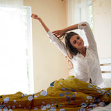 100% Pure Cotton Printed Duvet Cover Set - Blossom Mustard