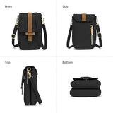 MUIIKOLA New-Blackbrown Women’s PU Leather Crossbody Phone Bag with RFID Card Slots and Adjustable Wide Strap