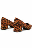 Women's Leopard Print Block Heel Court Shoes G-225