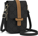 MUIIKOLA New-Blackbrown Women’s PU Leather Crossbody Phone Bag with RFID Card Slots and Adjustable Wide Strap