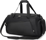 40L Black Gym Duffle Bag with Shoe Compartment – Water-Resistant Sports Holdall with Wet Pocket for Women & Men