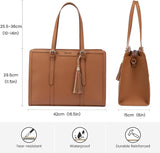 Brown Women’s 15.6-Inch Laptop Tote Bag with Makeup Pouch
