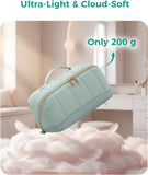 Green Large Quilted Travel Makeup Bag with Brush Holder