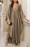 Women's Silver Gray Luxury Kaftan Maxi Dress