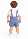 Baby Boy 2 Piece Bow Tie Romper and Suspender Shorts Set