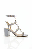 Women's White Patent Gladiator Block Heel Sandals Multi Strap Open Toe BS-7