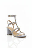 Women's White Patent Gladiator Block Heel Sandals Multi Strap Open Toe BS-7