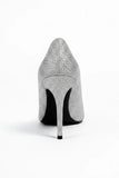 Silver Glitter Stiletto High Heel Court Shoes Pointed Toe 4.5 Inch — BS-12924