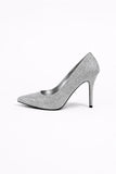 Silver Glitter Stiletto High Heel Court Shoes Pointed Toe 4.5 Inch — BS-12924