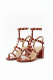 Women's Red Patent Gladiator Block Heel Sandals Multi Strap Open Toe BS-7