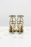 Women's Rose Gold Patent Gladiator Stiletto Heel Sandals Multi Strap Open Toe BS-5