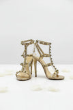 Women's Rose Gold Patent Gladiator Stiletto Heel Sandals Multi Strap Open Toe BS-5