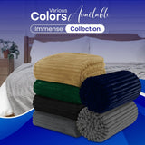 Stripe Fleece Throw Blanket for Sofa & Bed – Soft Warm Lightweight Polyester Blanket