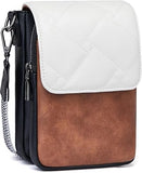 MUIIKOLA Women’s Z-blackbrown-white PU Leather Crossbody Phone Bag with RFID Card Slots and Adjustable Wide Strap