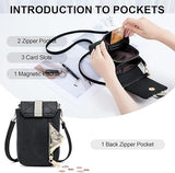 MUIIKOLA New-Black Women’s PU Leather Crossbody Phone Bag with RFID Card Slots and Adjustable Wide Strap