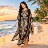 Women Brown Polyester Kaftan Maxi Dress