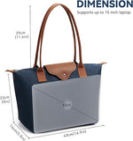 KALIDI Blue Large Nylon Tote Bag for Women with Zip – Waterproof Lightweight Shoulder Handbag