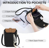 MUIIKOLA Women’s  New-brownblack1 PU Leather Crossbody Phone Bag with RFID Card Slots and Adjustable Wide Strap