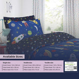 100% Cotton Kids Children's Bedding Set Reversible Duvet Cover with Pillowcase - Space Blue