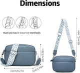 Blue Women’s Small PU Leather Crossbody Camera Bag with Two Straps