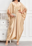Champagne Long Kaftan Dress – Lightweight Beach Cover Up Maxi Kaftan with Batwing Sleeves