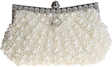 HONGCI Faux Off White Pearl Rhinestone Clutch Bag – Women’s Bridal Wedding and Prom Evening Handbag