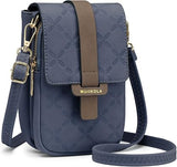 MUIIKOLA Women’s  New-darkblue PU Leather Crossbody Phone Bag with RFID Card Slots and Adjustable Wide Strap