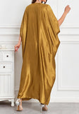 Golden Long Kaftan Dress  Lightweight Beach Cover Up Maxi Kaftan with Batwing Sleeves