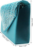 Teal Blue Satin Diamante Envelope Evening Bag