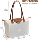KALIDI Beige Large Nylon Tote Bag for Women with Zip – Waterproof Lightweight Shoulder Handbag