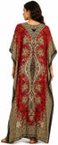Women Red Polyester Kaftan Maxi Dress