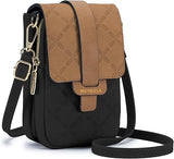 MUIIKOLA Women’s  New-brownblack1 PU Leather Crossbody Phone Bag with RFID Card Slots and Adjustable Wide Strap