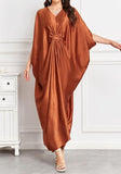 Brown Long Kaftan Dress – Lightweight Beach Cover Up Maxi Kaftan with Batwing Sleeves